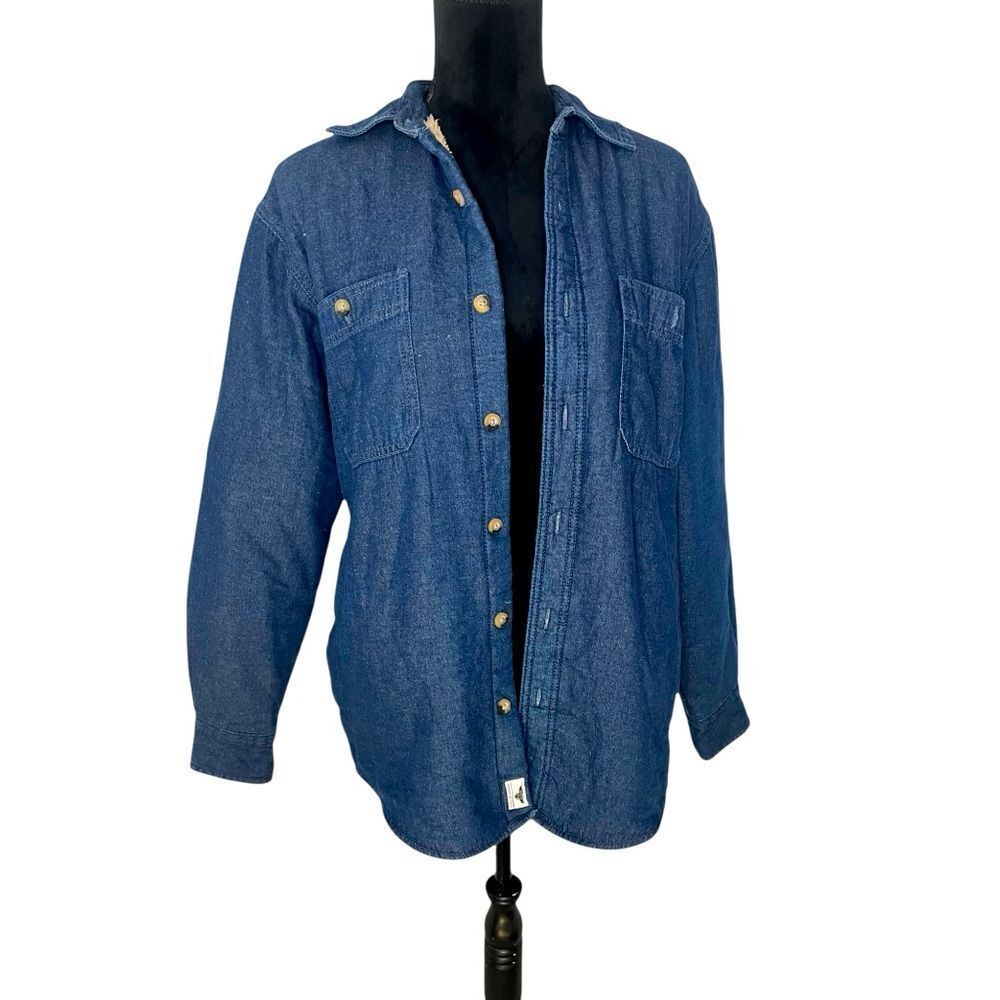 WRANGLER VINTAGE SHERPA LINED DENIM SHACKET/JACKET WITH BUTTONS MENS SIZE SMALL